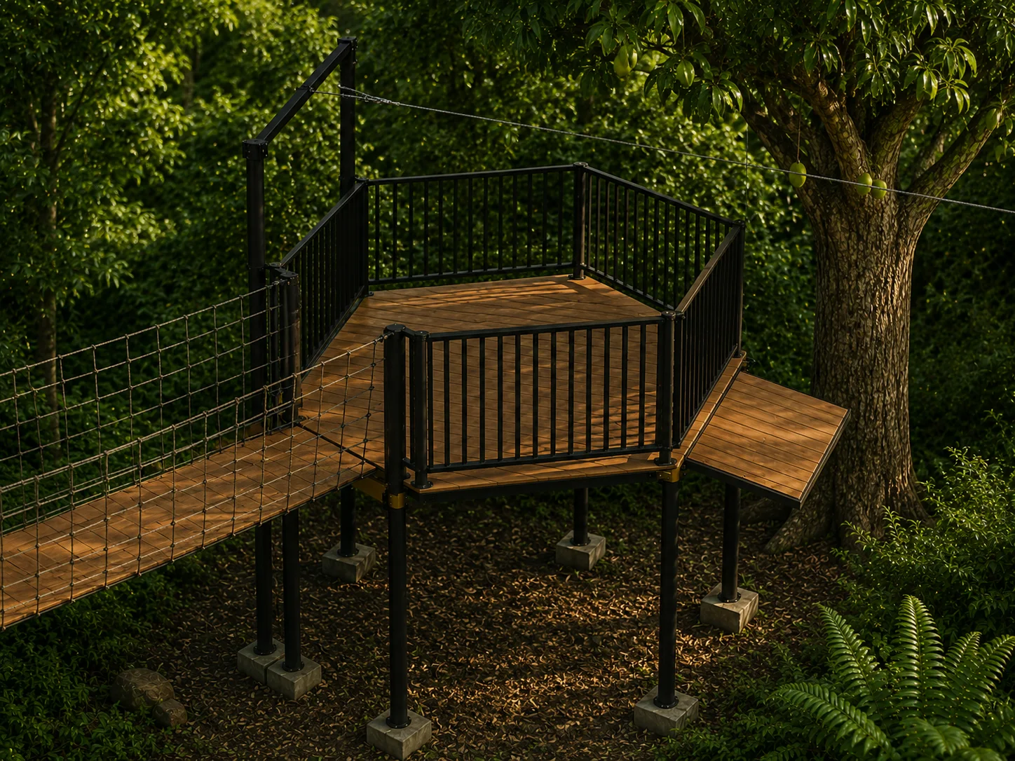Zipline platform among the trees
